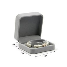 Ékszerdoboz karkötőhöz, bársony, szürke