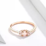 Ezüst gyűrű üveglencsével, cirkóniumkristállyal, rosegold, 6