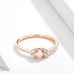 Ezüst gyűrű üveglencsével, cirkóniumkristállyal, rosegold, 7