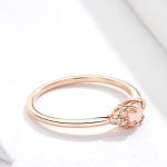 Ezüst gyűrű üveglencsével, cirkóniumkristállyal, rosegold, 7