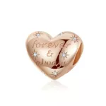 Ezüst szív charm cirkóniumkristállyal, rosegold 