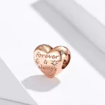Ezüst szív charm cirkóniumkristállyal, rosegold 