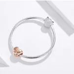 Ezüst szív charm cirkóniumkristállyal, rosegold 