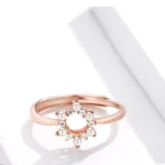 Ezüst gyűrű virággal, rosegold