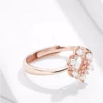 Ezüst gyűrű virággal, rosegold
