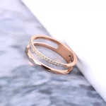 Női gyűrű nemesacélból, kristállyal, rosegold, 8