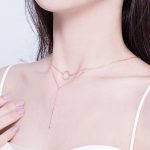 Ezüst dupla nyaklánc karikával, rosegold