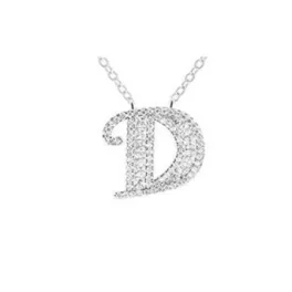 Ezüst nyaklánc betű medállal, D