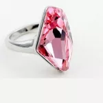 Gyémánt formájű gyűrű, Világos rózsaszín, Swarovski köves, 8