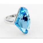 Gyémánt formájű gyűrű, Aquamarine, Swarovski köves, 8