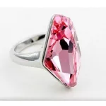 Gyémánt formájű gyűrű, Világos rózsaszín, Swarovski köves, 6,5