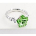 Virág formájú gyűrű, Peridot zöld, Swarovski köves, 6,5