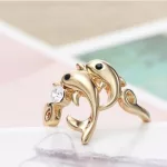 Delfines gyűrű, Fehér, Swarovski köves, 7