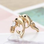 Delfines gyűrű, Fehér, Swarovski köves, 8