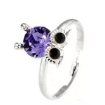 Bagoly mintás gyűrű, Lila, Swarovski köves