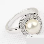 Gyöngyös gyűrű, Swarovski köves, 7,25