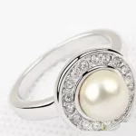 Gyöngyös gyűrű, Swarovski köves, 6,5