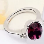 Kerek köves gyűrű, Ametiszt, Swarovski köves, 6,5