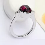 Kerek köves gyűrű, Ametiszt, Swarovski köves, 6,5