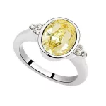 Kerek köves gyűrű, Sárgásfehér, Swarovski köves , 7,25