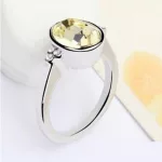 Kerek köves gyűrű, Sárgásfehér, Swarovski köves , 7,25