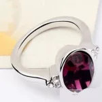 Kerek köves gyűrű, Ametiszt, Swarovski köves, 8