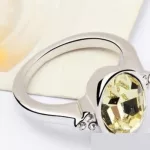 Kerek köves gyűrű, Sárgásfehér, Swarovski köves , 6,5