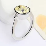 Kerek köves gyűrű, Sárgásfehér, Swarovski köves , 6,5
