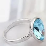 Vízcsepp kristály gyűrű, Aquamarine, Swarovski köves, 6,5