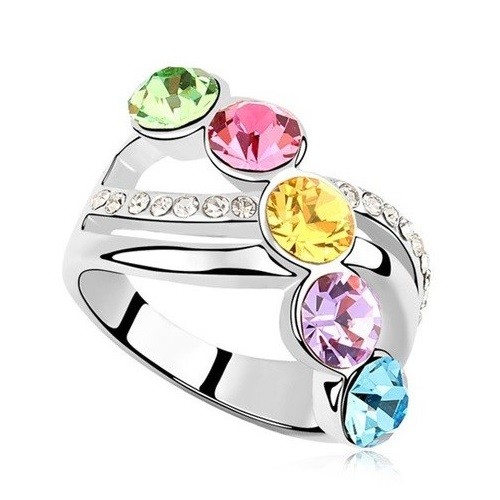 Elegáns köves gyűrű, Multicolor, 6,5