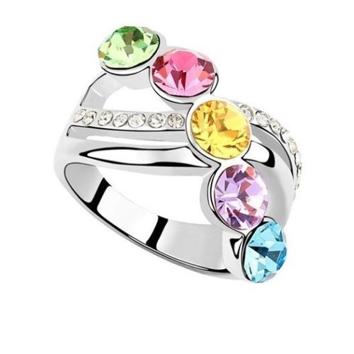 Elegáns köves gyűrű, Multicolor, 7,25