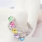 Elegáns köves gyűrű, Multicolor, 7,25