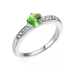 Virág alakú gyűrű, Peridot zöld, Swarovski köves, 8,5
