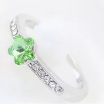 Virág alakú gyűrű, Peridot zöld, Swarovski köves, 8,5