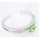Virág alakú gyűrű, Peridot zöld, Swarovski köves, 8,5