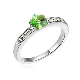 Virág alakú gyűrű, Peridot zöld, Swarovski köves, 5,5