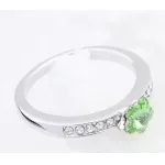 Virág alakú gyűrű, Peridot zöld, Swarovski köves, 5,5
