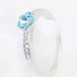 Virág alakú gyűrű, Aquamarine, Swarovski köves, 7,5