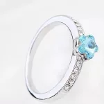 Virág alakú gyűrű, Aquamarine, Swarovski köves, 7,5