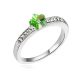 Virág alakú gyűrű, Peridot zöld, Swarovski köves, 6,5