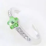 Virág alakú gyűrű, Peridot zöld, Swarovski köves, 6,5