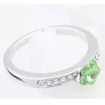 Virág alakú gyűrű, Peridot zöld, Swarovski köves, 6,5