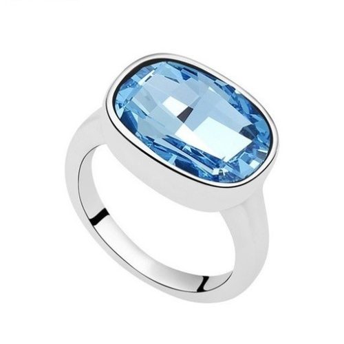 Ovális gyűrű, Aquamarine, Swarovski köves