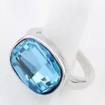 Ovális gyűrű, Aquamarine, Swarovski köves