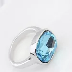 Ovális gyűrű, Aquamarine, Swarovski köves