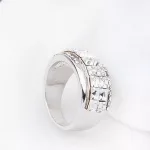 Kocka köves karika gyűrű, Kristály, Swarovski köves, 7,5