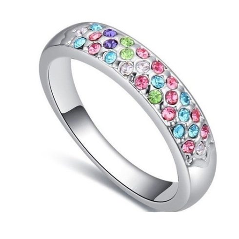 Ezüst színű karika gyűrű, Multicolor, 6,5