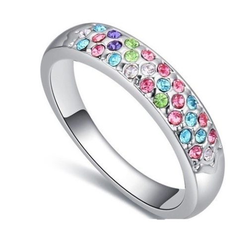 Ezüst színű karika gyűrű, Multicolor, 7,5
