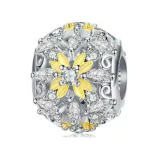 Ezüst charm, virágos gyöngy 