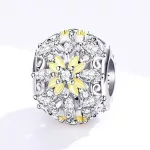 Ezüst charm, virágos gyöngy 